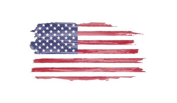 Watercolor painting flag of United States