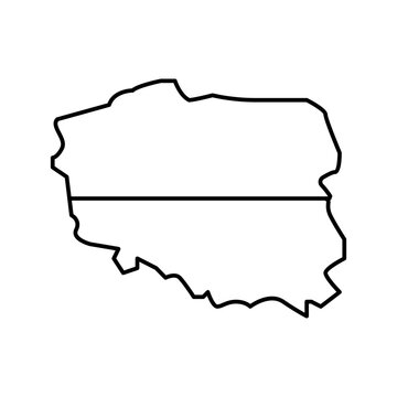 poland country map flag line icon vector illustration