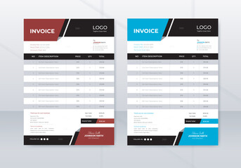 Invoice template for professional use. Bill form business invoice accounting