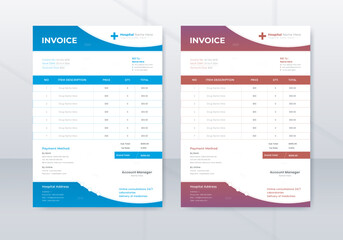 Medical invoice template for professional use. Doctor, Hospital, Pharmacy, clinic, and Healthcare Print Ready Letterhead. Medical Letterhead Design. Doctor Prescriptions Pad Design.