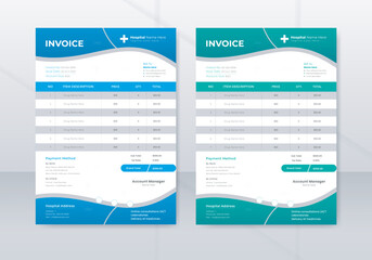 Medical invoice template for professional use. Doctor, Hospital, Pharmacy, clinic, and Healthcare Print Ready Letterhead. Medical Letterhead Design. Doctor Prescriptions Pad Design.