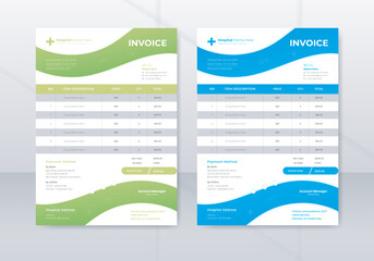 Medical invoice template for professional use. Doctor, Hospital, Pharmacy, clinic, and Healthcare Print Ready Letterhead. Medical Letterhead Design. Doctor Prescriptions Pad Design.