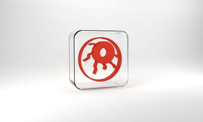 Red Eye icon isolated on grey background. Happy Halloween party. Glass square button. 3d illustration 3D render