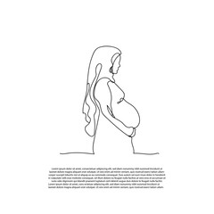 continuous line for pregnant women. Abstract pregnant woman line art vector. line drawing of pregnant woman isolated on white background