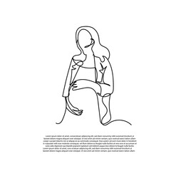 continuous line for pregnant women. Abstract pregnant woman line art vector. line drawing of pregnant woman isolated on white background