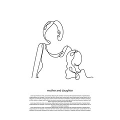 mother and daughter continuous line simple woman abstract line art mother and daughter