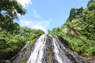 Naklejka na ściany i meble Kepirohi waterfall in Pohnpei, Micronesia（Federated States of Micronesia）