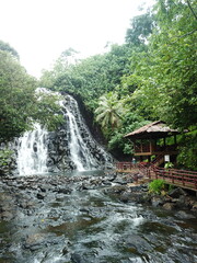 Fototapeta na wymiar Kepirohi waterfall in Pohnpei, Micronesia（Federated States of Micronesia）