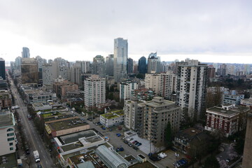 Fototapeta na wymiar Aerial City Urban Buildings Skyline Daytime Cold