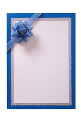 Invitation invite birthday christmas gift card blue bow decoration vertical flat isolated transparent background photo PNG file © david_franklin