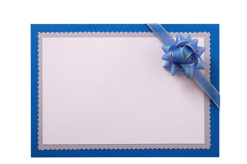 Invitation invite birthday christmas gift card blue bow decoration flat isolated transparent...