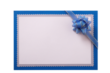 Invitation invite birthday christmas gift card blue bow decoration flat isolated transparent background photo PNG file