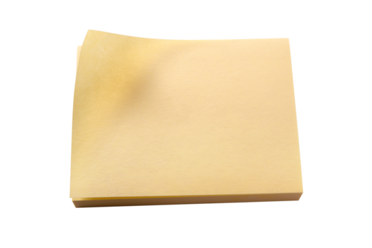 Yellow sticky post it note pad isolated transparent background photo PNG file
