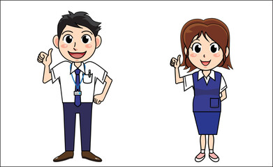 人物、会社員、女子社員、ビジネスマン、キャラクター、イラスト、