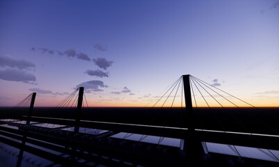 cable stayed bridge silhouette