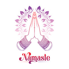 Namaste Decorated Welcome for Home Banner Illustration - obrazy, fototapety, plakaty