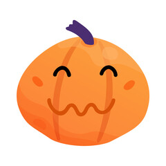 Cute pumpkin character. Happy smiling pumpkin. Emotions of vegetables for autumn design. Halloween Clip Art