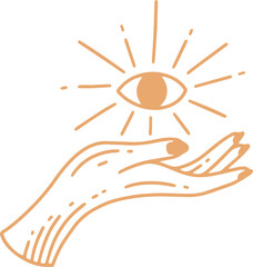 Obraz premium Mystical Celestial Simple Minimalism Tattoo Clipart Symbol space doodle Esoteric elements