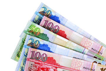 Hong Kong Dollars various selection isolated fan shape transparent background photo PNG file