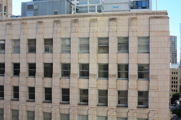 Aerial City Urban Buildings Skyline Daytime Clear  city streets below