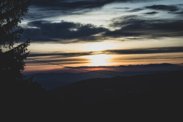 cloudy sunrise in the mountains - Karkonosze, Poland