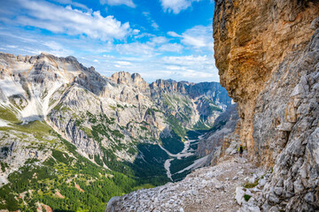 Panoramic view of Tavernanzes Valley in Dolomites
