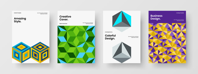 Fototapeta premium Creative company cover design vector template collection. Modern mosaic tiles brochure concept composition.