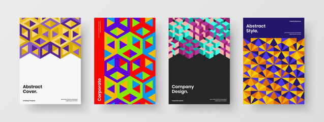 Creative annual report design vector concept bundle. Isolated geometric shapes banner layout composition.