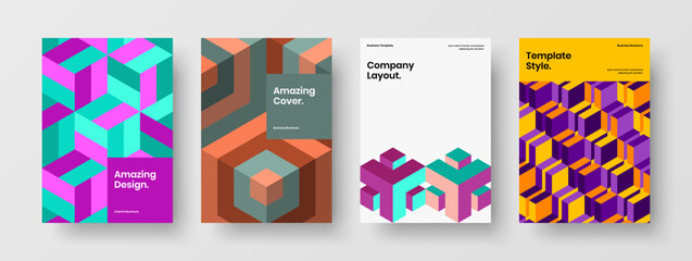 Fototapeta premium Colorful geometric shapes flyer illustration composition. Isolated corporate identity vector design layout set.
