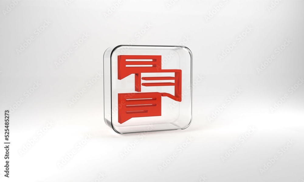 Poster red speech bubble chat icon isolated on grey background. message icon. communication or comment chat