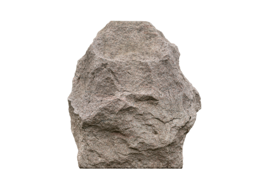 Big stone granite block isolated on a transparent background png photo.