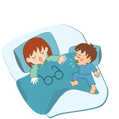 Son and mother doing activities together