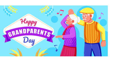 Happy Grandparents Day, grandpa and grandma dancing. Perfect for events