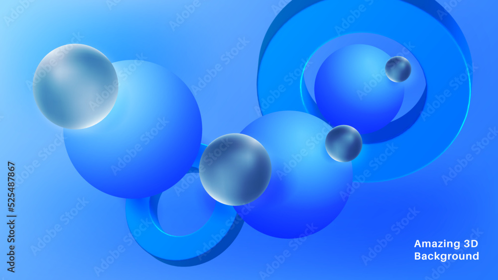Poster realistic cute background with 3d objects
