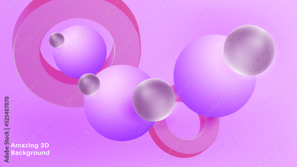 Poster realistic cute background with 3d objects