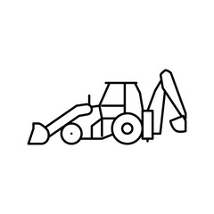 Fototapeta na wymiar backhoe construction car vehicle line icon vector illustration
