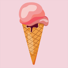 ice cream illustration. chocolate cream. ice cream cone