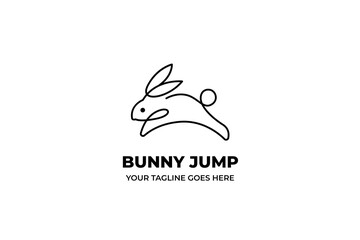 Monoline Rabbit Jump Logo Template