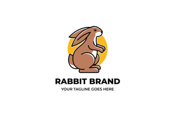 Brown Rabbit Cartoon Logo Template