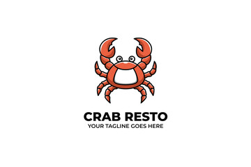 Crab Seafood Restaurant Cartoon Logo Template