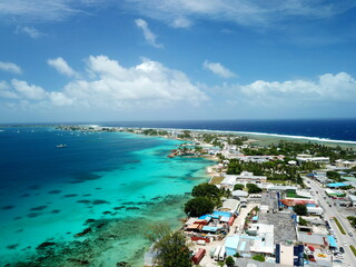 Majuro atoll and Majuro town in Marshall islands