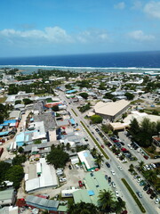Fototapeta na wymiar Majuro atoll and Majuro town in Marshall islands