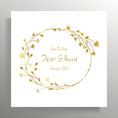 Vintage wedding invitation design. Vector template for card, poster.