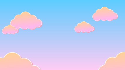 Abstract kawaii Clouds cartoon background.