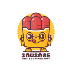 sausage cartoon mascot. food vector illustration