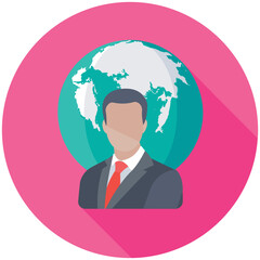 Global Businessman Flat Colored Icon