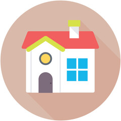Family House Flat Colored  Icon