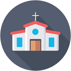 Church Flat Colored  Icon