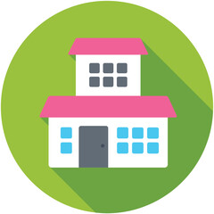 Double Story Flat Colored  Icon