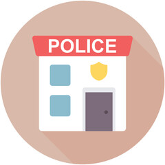 Police Station Flat Colored  Icon